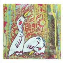 Folk Birds--Original Mixed Media PRINT (8 1/2 x 11) by Hilary Blackwood