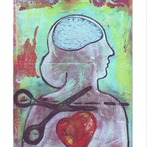 Head versus Heart---A Original Mixed Media--PRINT (8.5 x11) by Hilary Blackwood