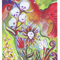 Fatal Flower Garden--Original Painting PRINT--by Hilary Blackwood