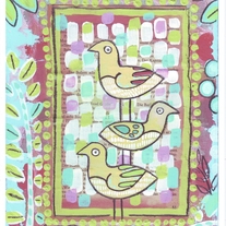Three Birds--Original Mixed Media PRINT--(8.5 x 11) by Hilary Blackwood