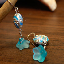 Light Blue Cloisonné Earrings