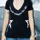 Short sleeve cotton deep V side stars, black - Thumbnail 1
