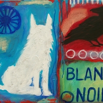 Blanc & Noir---Mixed Media Original PRINT--by Hilary Blackwood