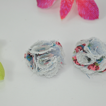 Light blue denim flower fabric stud earrings