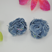 Dark blue denim flower fabric stud earrings