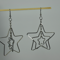 Stars dangling metal chained hook earrings