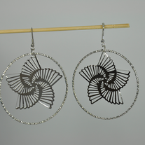 Flower in hoop metal hook earrings