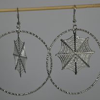 Spiderweb in circle metal hook earrings