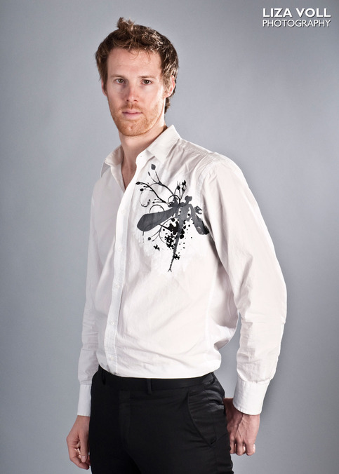 Dragonfly on White - Men's LS Dress Shirt