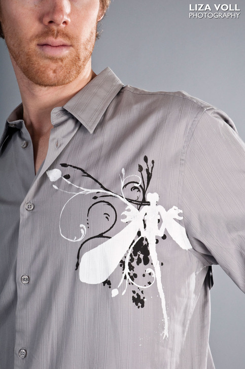 Dragonfly on Gray - Men's LS Dress Shirt