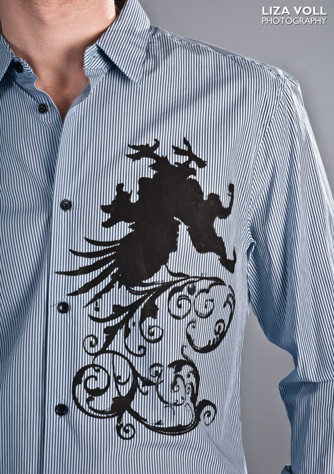 Gryphon Black on Blue Pinstripe LS Dress shirt
