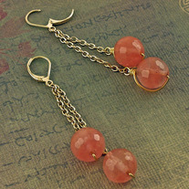 Strawberry Quartz and Goldfill Earrings