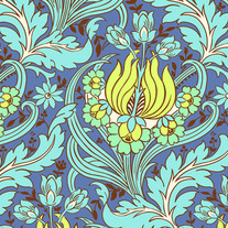 Fat Quarter- Temple Tulip Azure/AB64