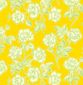 Fat Quarter-Pop Garden Wallpaper Roses in Gold/ HB06