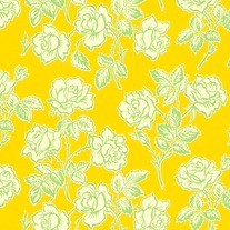 Fat Quarter-Pop Garden Wallpaper Roses in Gold/ HB06