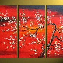Complex Red And White Oil Painting