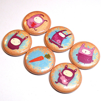Choose 6 Bunnies 1 inch pinback buttons