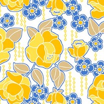 Fat Quarter- Folk Life Wallpaper Floral in Yellow by Anthology/PR113