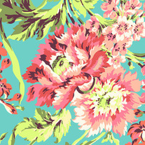 Fat Quarter-Love Bliss Bouquet in Teal/AB50 