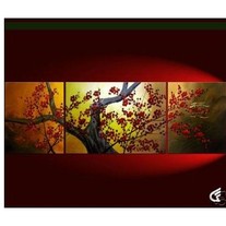 Golden Red Oil Painting On Canvas