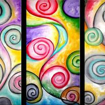 Slug Swirls 3 Piece Canvas Oil Painting