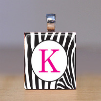 Your Initial - Scrabble Tile Pendant - Zebra