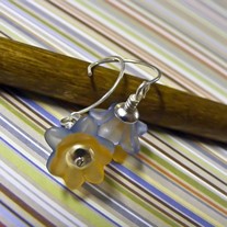 Silver and Blue and Orange Lucite Earrings