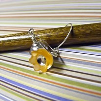 Silver and Orange Capped Lucite Earrings