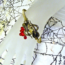 Snakes on a Gold Wire Wrapped Cuff Bracelet
