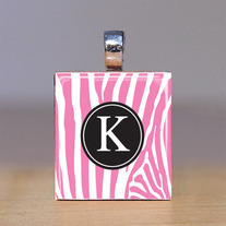 Your Initial - Scrabble Tile Pendant - Pink Zebra