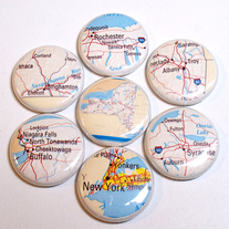 7 Around New York Maps Magnets Set - 1 inch