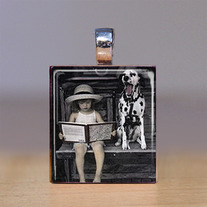 Scrabble Tile Pendant - Dalmatian and Girl - Dogs 2