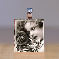 Scrabble Tile Pendant - Dog and Girl - Dogs 4