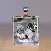 Scrabble Tile Pendant - Dog and Girl - Dogs 5