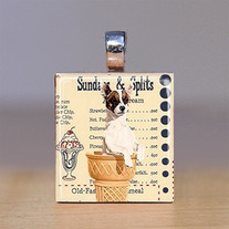 Scrabble Tile Pendant - Vintage Ad with Dog - Dogs 6