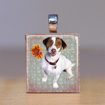 Scrabble Tile Pendant - Dog with Daisy- Dogs 8