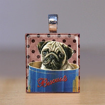 Scrabble Tile Pendant - Pug - Dogs 15