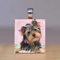 Scrabble Tile Pendant - Cute Puppy - Dogs 18