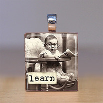 Handmade Scrabble Tile Pendant - Words 2 - Learn