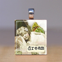 Handmade Scrabble Tile Pendant - Words 4 - Dream