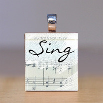 Handmade Scrabble Tile Pendant - Words 5 - Sing