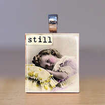 Handmade Scrabble Tile Pendant - Words 7 - Still