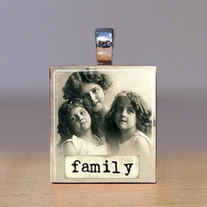 Handmade Scrabble Tile Pendant - Words 13 - Family