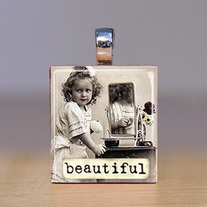 Handmade Scrabble Tile Pendant - Words 16 - Beautiful