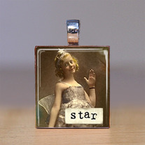 Handmade Scrabble Tile Pendant - Words 17 - Star