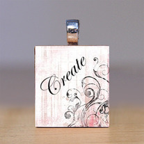 Handmade Scrabble Tile Pendant - Words 19 - Create