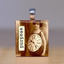 Handmade Scrabble Tile Pendant - Words 20 - Purpose