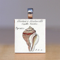 Scrabble Tile Pendant - Beach and Seashells 1