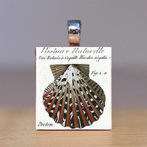 Scrabble Tile Pendant - Beach and Seashells 2