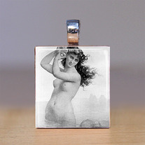 Scrabble Tile Pendant - Beach and Seashells 4